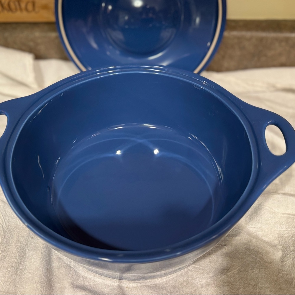 2.5 qt CorningWare Creations Stoneware Blue baking casserole dish w lid - Picture 6 of 9